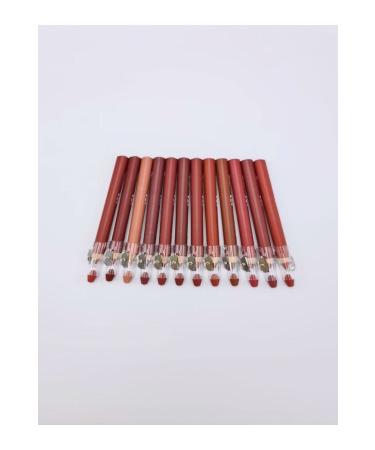 hbtasarim Lip Pencil Thick Set 12 Pieces Matte Color Lipstick Jumbo with Sharpener
