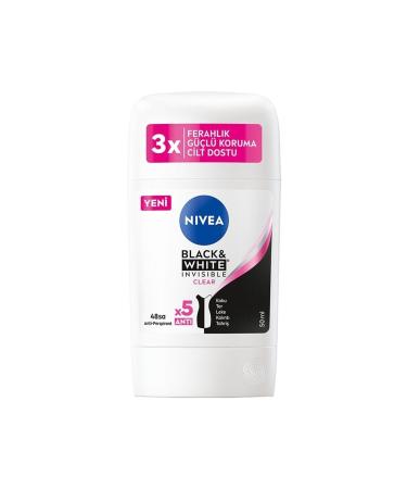 NIVEA Women's Stick Deodorant Black & White Invisible Clear 48 Hours Anti-perspirant Protection 50 Ml