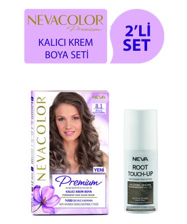 Nevacolor Premium Permanent Cream Set Dye 8.1 Ash Light Blonde + Root Touch-up Ash Blonde