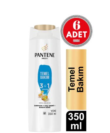 Pantene Basic Care 3 in 1 Shampoo 350 Ml 6 Pieces