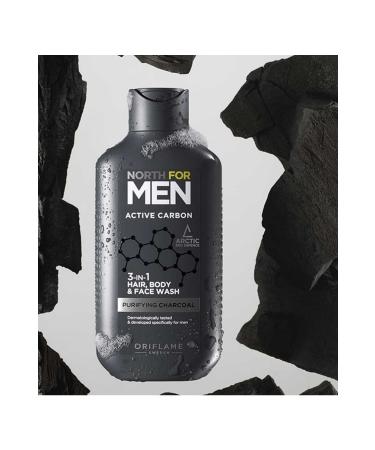 Oriflame North For Men Active Carbon 3 in 1 Hair Body and Face Cleanser
