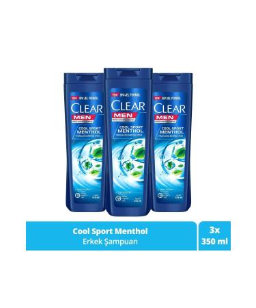 Clear Men Anti-Dandruff Shampoo Cool Sport Menthol Refreshing Menthol Effect 350 Ml X3 Pieces