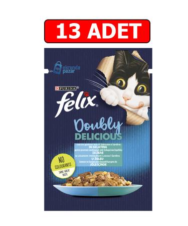 FELIX Salmon and Sardine Wet Cat Food 85gr 13 Pieces Pouch Cat Canned Cat Wet Food