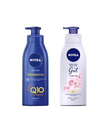 NIVEA Nourishing Firming Body Milk 400 Ml + Rose Argan Oil Body Lotion 400 Ml