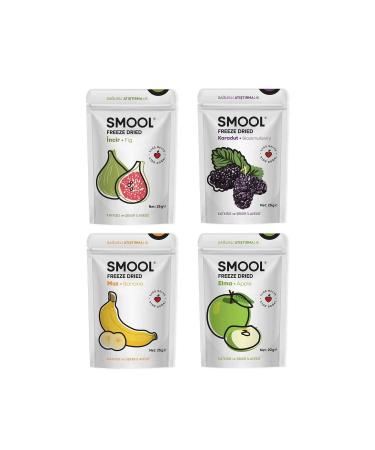 SMOOL Freeze Dried 4-Piece Set Green Fig-Black Mulberry-Banana-Apple Freeze Dried - Freeze Dry Mix Pack Of 4