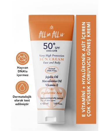 All in All is a High Protection Sunscreen for All Skins with SPF 50+ Containing Hyaluronic Acid and Jojoba Oil. - Buy Online on GoSupps.com