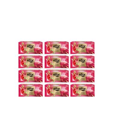 EFOR TEA Efor Pomegranate Glass Bag Herbal and Fruit Tea 20 Pieces X 12 Pieces