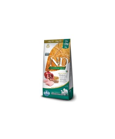 N & D Low Grain Chicken Meat and Pomegranate 12+3 Kg Medium Maxi Adult Dog Food