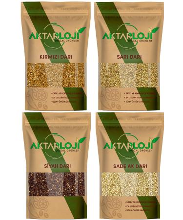 Aktarloji 4-Piece Parrot Bird Food Set 1 Gram White Millet + Yellow Millet + Red Millet + Black Millet 4 Kg