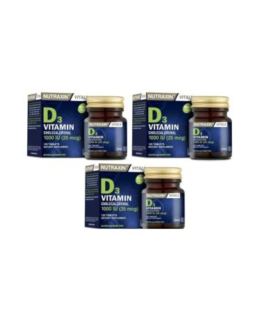 Nutraxin D3 Vitamin 1000iu 120 Tablets-D Vitamin Supplement*3 Pieces