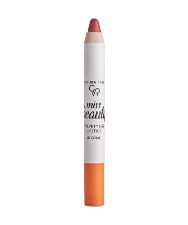 Golden Rose Miss Beauty Velvety Kiss Lipstick No:07 Coral - Matte Pencil Lipstick