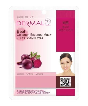 Dermal Smoothing Purifying Moisturizing Beetroot Extract Collagen Mask X10 Pieces