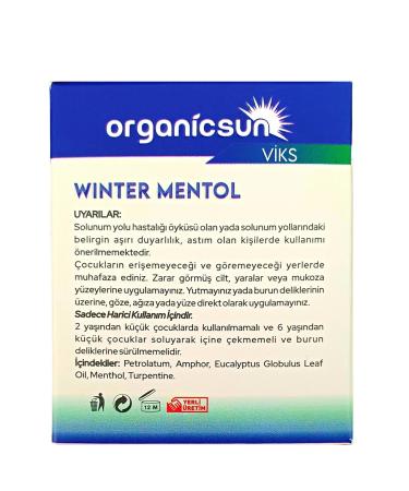 Organicsun Winter Menthol Evaporating Ointment Viks Vicks Vikis Menthol And Eucalyptus 40 Gr X 6 Pieces - Buy Online on GoSupps.com