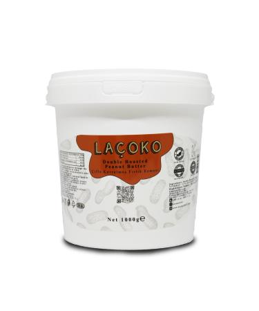 LA OKO 1 Kg Bucket Sugar-Free Additive-Free Gluten-Free Vegan Natural Double Roasted Peanut Butter