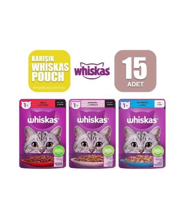 Whiskas Mixed (Salmon & Tuna & Beef) Adult Wet Cat Food - 15 Pieces X 85 Gr.