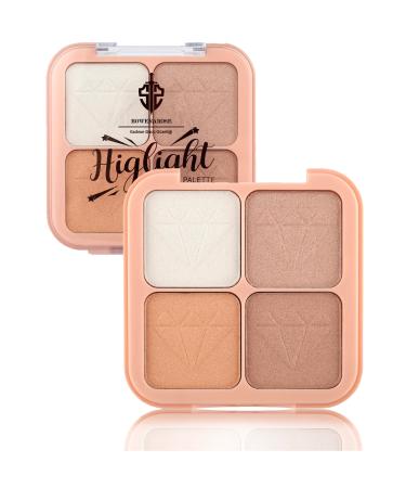 ROWENAROSE 4 Color Diamond Emblem Highlight Palette