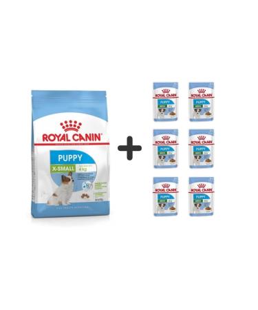 Royal Canin X Small Puppy Food 1.5 Kg + 6 Pieces Wet Food