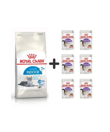 Royal Canin Indoor 7+ Senior Dry Cat Food 3.5 Kg + 6 Pieces Wet Food