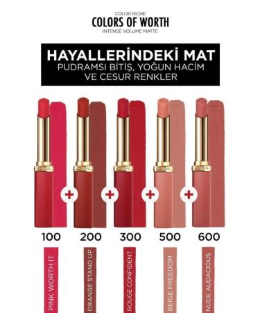 L'Oreal Paris Intense Matte Bold Colors Plumping Long-lasting Lipstick Series 5