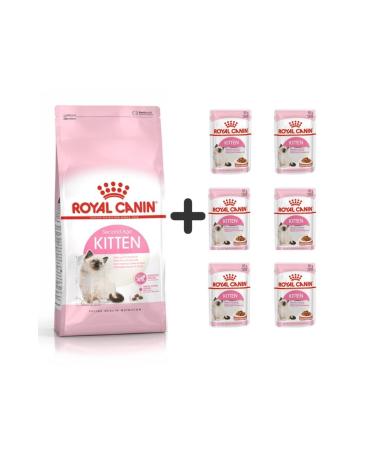 Royal Canin Kitten Dry Cat Food 4 Kg + 6 Pieces Wet Food