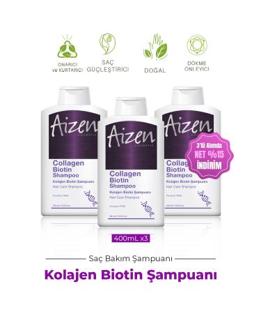 Collagen Biotin Shampoo 3 Pack Extension - Hair Roots - Vitality - Collagen Shampoo 400 ml