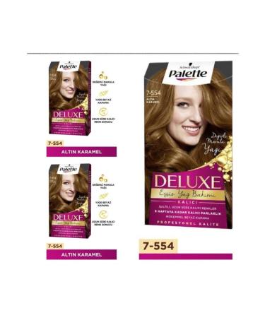 Palette Deluxe Hair Dye 7-554 Golden Caramel 3 Pieces