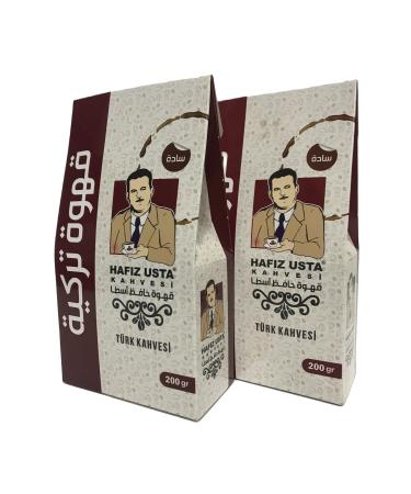 HAFIZ MASTER COFFEE Plain Turkish Coffee Ground Very Roasted 200gr X2