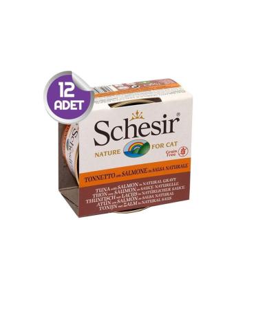 Schesir Canned Cat Food with Tuna and Salmon Sauce 70 Gr X12