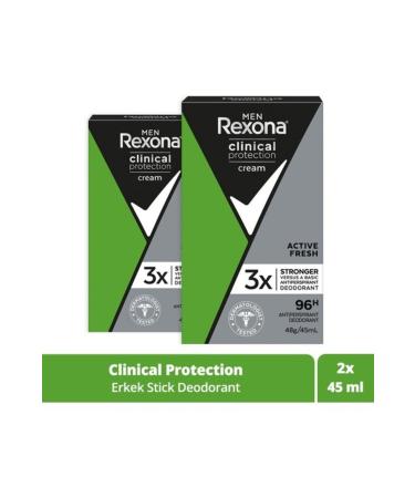 Rexona Men Clinical Protection Stick Deodorant Active Fresh Up to 96 Hours Protection 45 Ml X2 Pieces