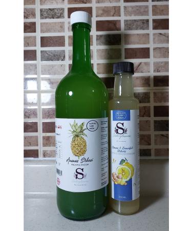 Suheylaana Natural Pineapple Vinegar 1000 Ml and Lemon & Ginger Vinegar 250 Grams