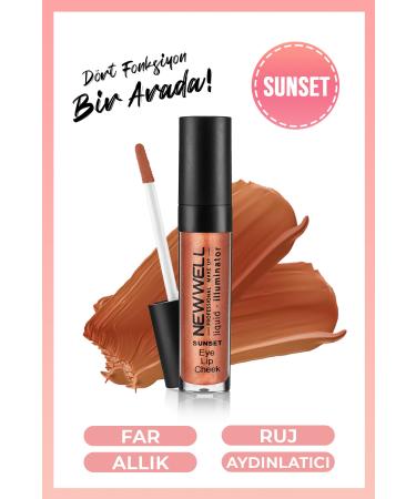 New Well Liquid Illuminator Brightening Blush 3 In 1 - Sunset