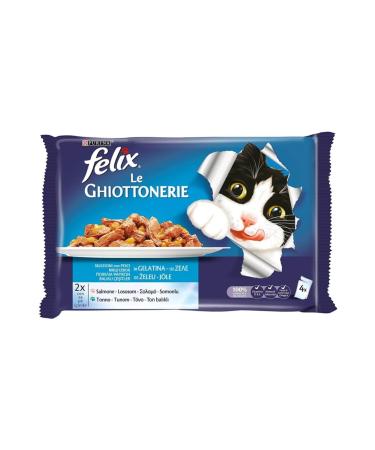 FELIX Adult Cats Wet Cat Food with Salmon and Tuna Pouch (4 X 100 Gr) X 10 Pieces