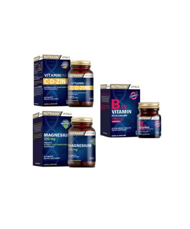 Nutraxin Vitamin Max (C d Zinc) 60 Tablets + Vitamin B12 60 Sublingual Tablets + Magnesium 250mg 60 Tablets
