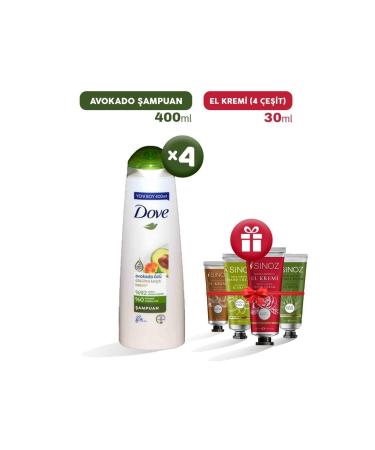 Dove Shampoo Avocado Extract 400 Ml X 4 And 4 Types of Hand Cream As Gift