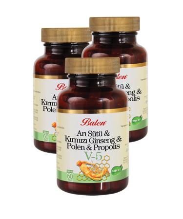 Balen 3 Boxes Royal Jelly Red Ginseng Pollen Propolis Tablet V5 1015mgx60 Tablets Vita 5 - Buy Online on GoSupps.com