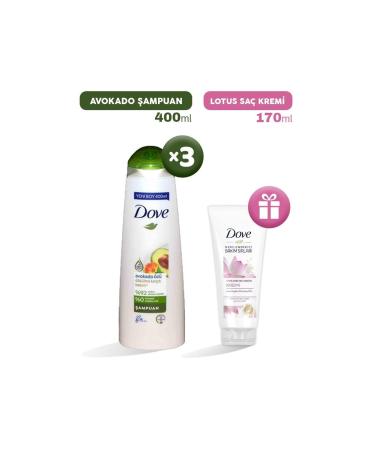 Dove Shampoo Avocado Extract 400 Ml X 3 And Hair Conditioner Gift