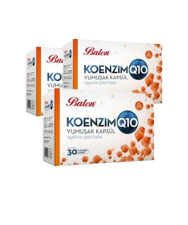 Balen 3 Boxes Coenzyme Q10 Softgels 650mg x30 Softgels Coenzyme Q10