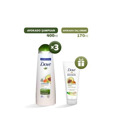 Dove Shampoo Avocado Extract 400 Ml X 3 Hair Conditioner Gift