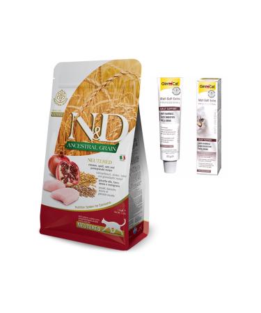 N & D Low Grain Chicken & Pomegranate Cat Food 5 kg + Gimcat Malt Soft Extra 20 gr