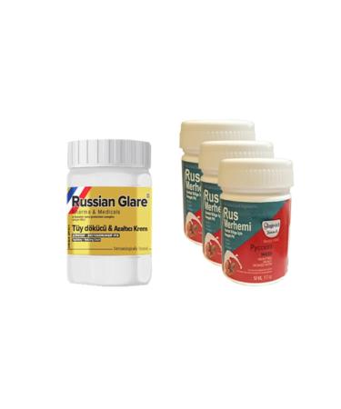 Olegovich Medicine Russian Glare Hair Removal Reducing Ointment 50 Ml 1 Piece + Russian Ointment Genital Area Cream 50 Ml 3 Pieces