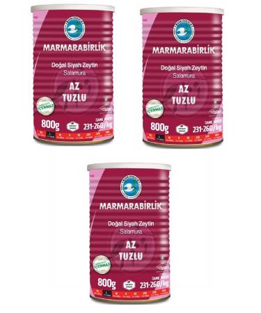 Marmarabirlik Light Salted Olives in Brine 800 Gr X 3 Pieces