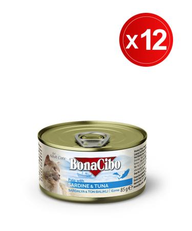 BonaCibo Paste Sardine-Tuna Wet Cat Food 85 Gr X 12 Pieces
