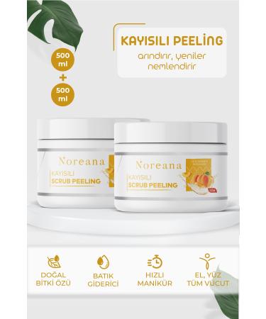 Noreana 2 Pack Apricot Extract Scrub Whole Body Peeling 500ml Ingrown Hair Remover & Fast Manicure Effective