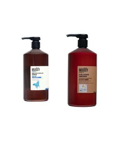 Muddy Anti-hair Loss Horsetail Shampoo 1000 Ml + Repair B-tox & Keratin Conditioner Cream 1000 ml