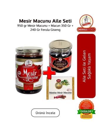 Merkez Efendi Mesir Paste Family Set 950gr Mesir Paste-paste 350 gr and 240 gr Ferula Giseng