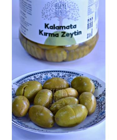 BACK TO THE AEGEAN Homemade Traditional Kalamata Large Green Cracked Olives Palamut - 2 Kg. (CONTAINS ONLY SALT AND WATER) - Buy Online on GoSupps.com