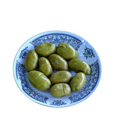 BACK TO THE AEGEAN Homemade Traditional Kalamata Large Green Cracked Olives Palamut - 2 Kg. (CONTAINS ONLY SALT AND WATER) - Buy Online on GoSupps.com