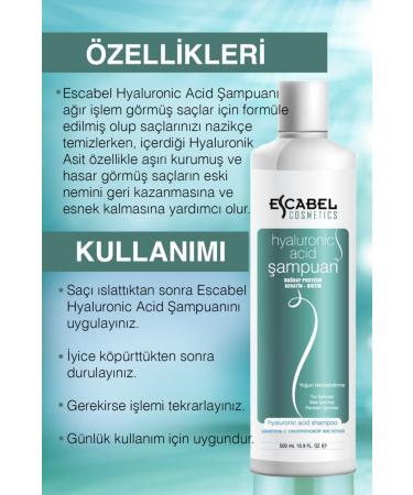 Escabel Intensive Moisturizing Hyaluronic Shampoo Sles Paraben Free Biotin Salt Free 500 ml Shampoo - Buy Online on GoSupps.com
