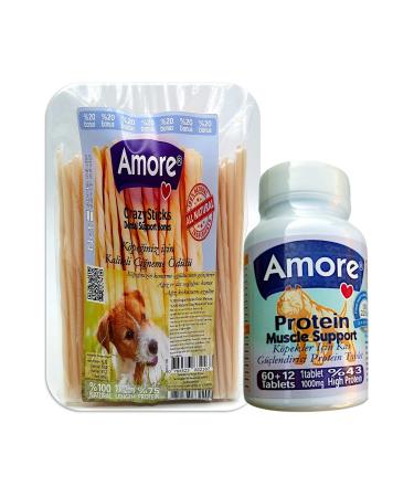 AMORE Dog Protein Vitamin Tablet 72l Muscle Support and Crazy Sticks 114l Chewable Reward Sticks
