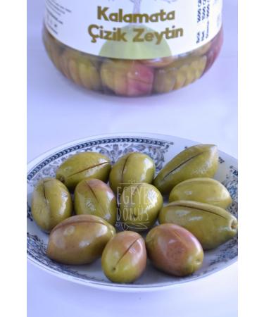 RETURN TO THE AEGEAN Homemade Traditional Kalamata Large Green Scratched Olives Bonito - 2 Kg. (CONTAINS ONLY SALT AND WATER) - Buy Online on GoSupps.com